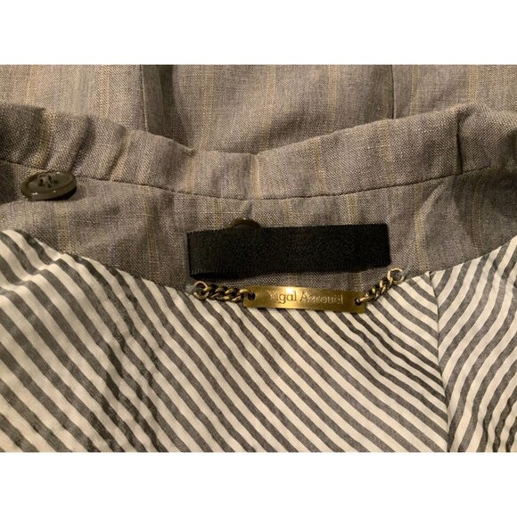 Yigal Azrouel Gray Pinstriped Blazer W/ Notched Collar, Size 6 (US) - Picture 8 of 9